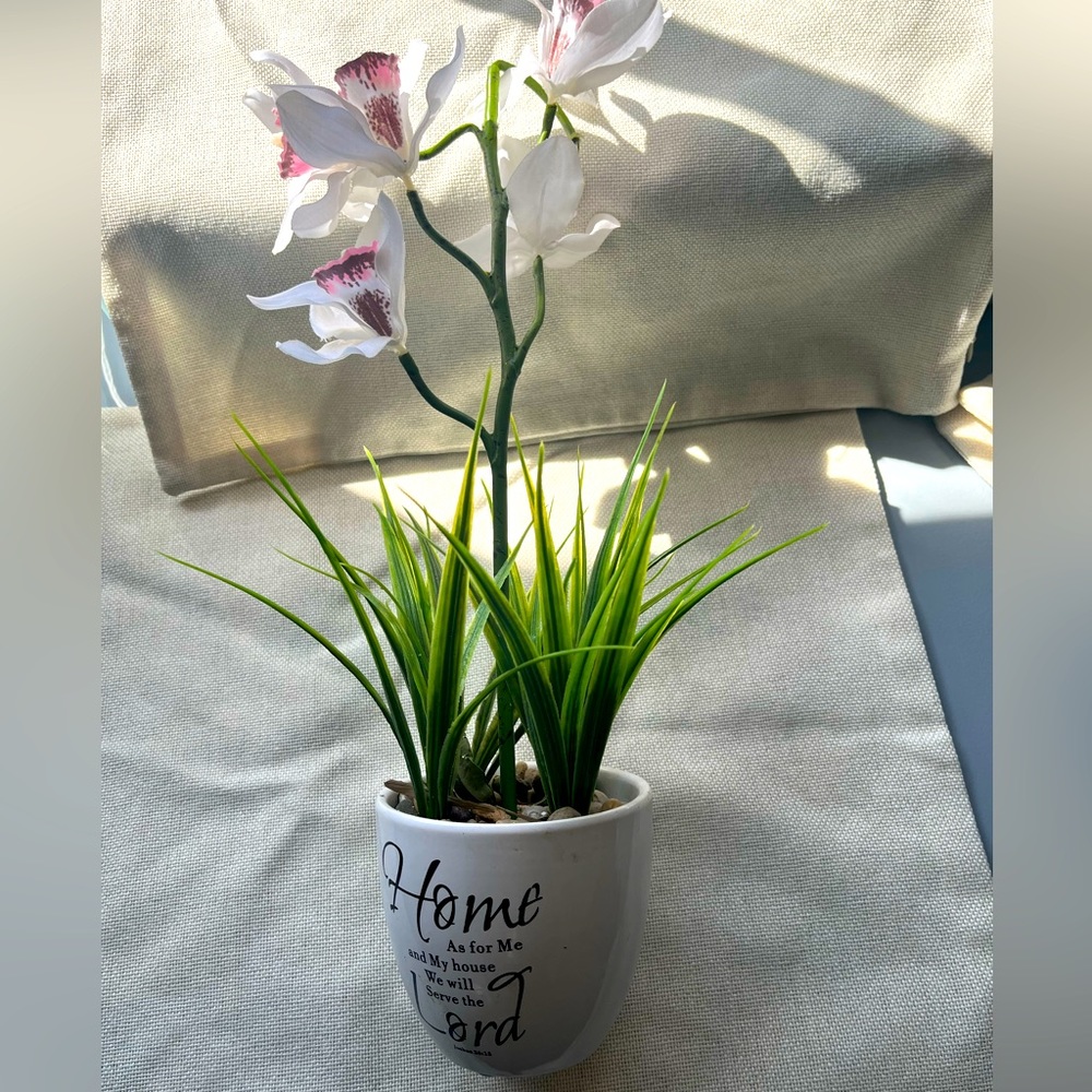 Fake flower plant with rocks as a base